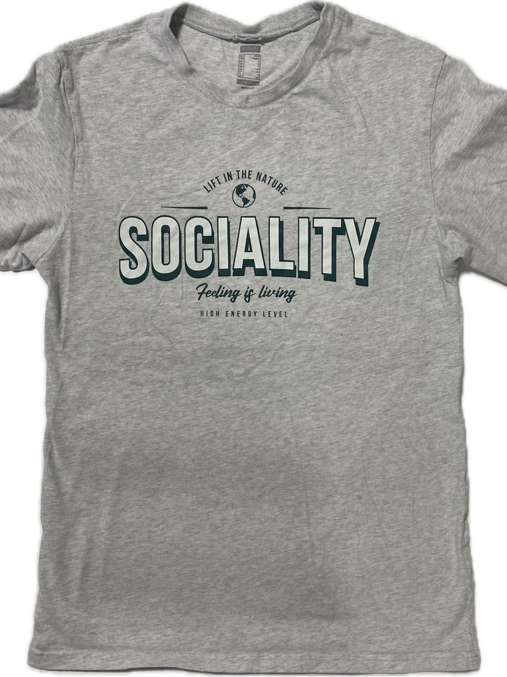 Sociality Men's Short Sleeve Crewneck Tee - Light Grey